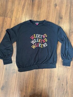 Vince Camino Navy Blue Weekend Colorful Graphic Crewneck Sweatshirt Size Small